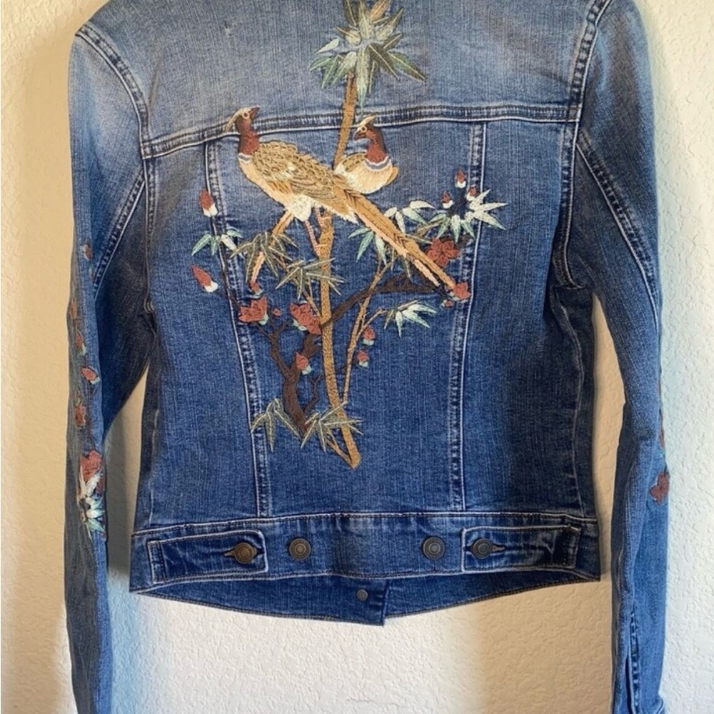 Mavi Blue Floral Embroidered Jean Jacket NWT